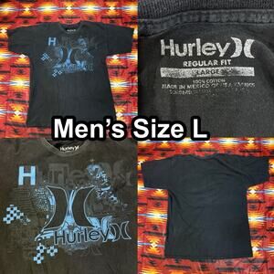 Vintage Y2K Hurley Faded Black Graphic T-Shirt Surf Skate Grunge Men’s Sz Large